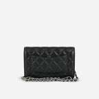 Chanel Wallet On Chain - Black Lambskin with Strass CC | Silver Hardware