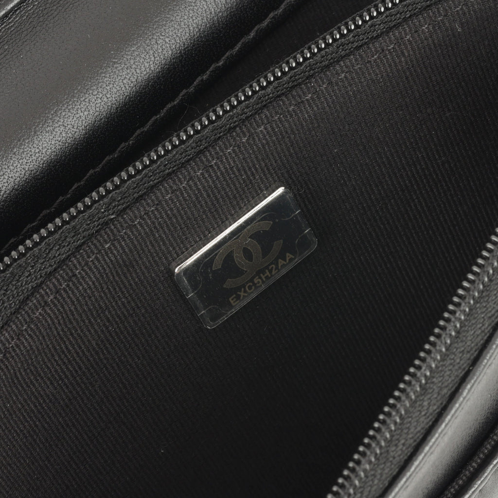 Chanel Wallet On Chain - Black Lambskin with Strass CC | Silver Hardware