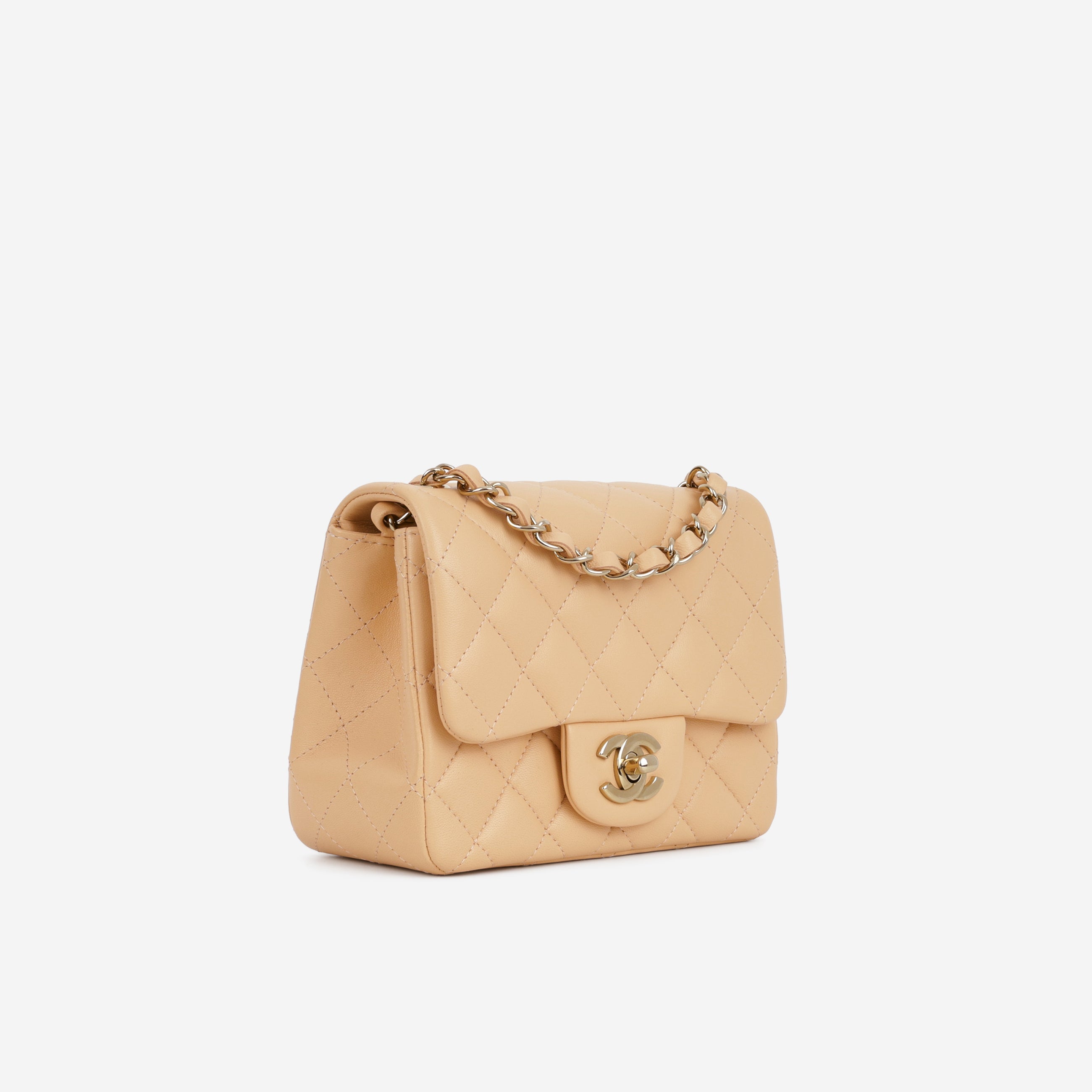 Chanel Mini Flap Square - Peach Lambskin | Champagne Gold Hardware