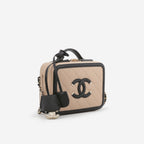 Chanel Small Filigree CC Vanity Case - Beige/Black Caviar | Champagne Gold Hardware