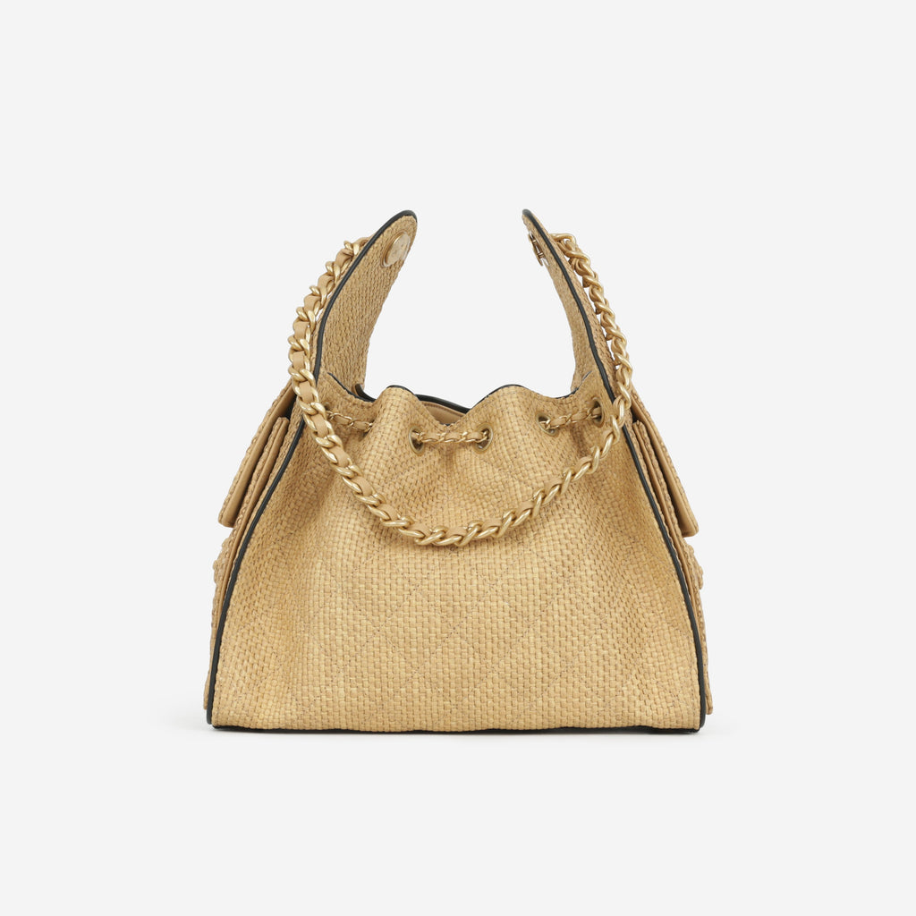 Chanel Small 25 Hobo - Beige Braided Raffia | Gold Hardware