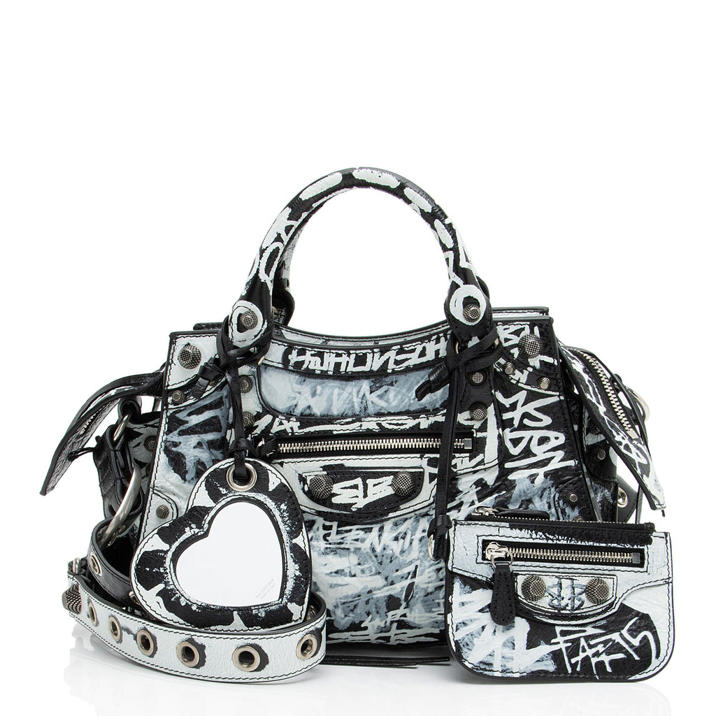 Balenciaga Agneau Graffiti Signature Neo Cagole City XS Satchel