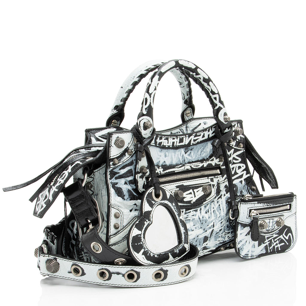 Balenciaga Agneau Graffiti Signature Neo Cagole City XS Satchel