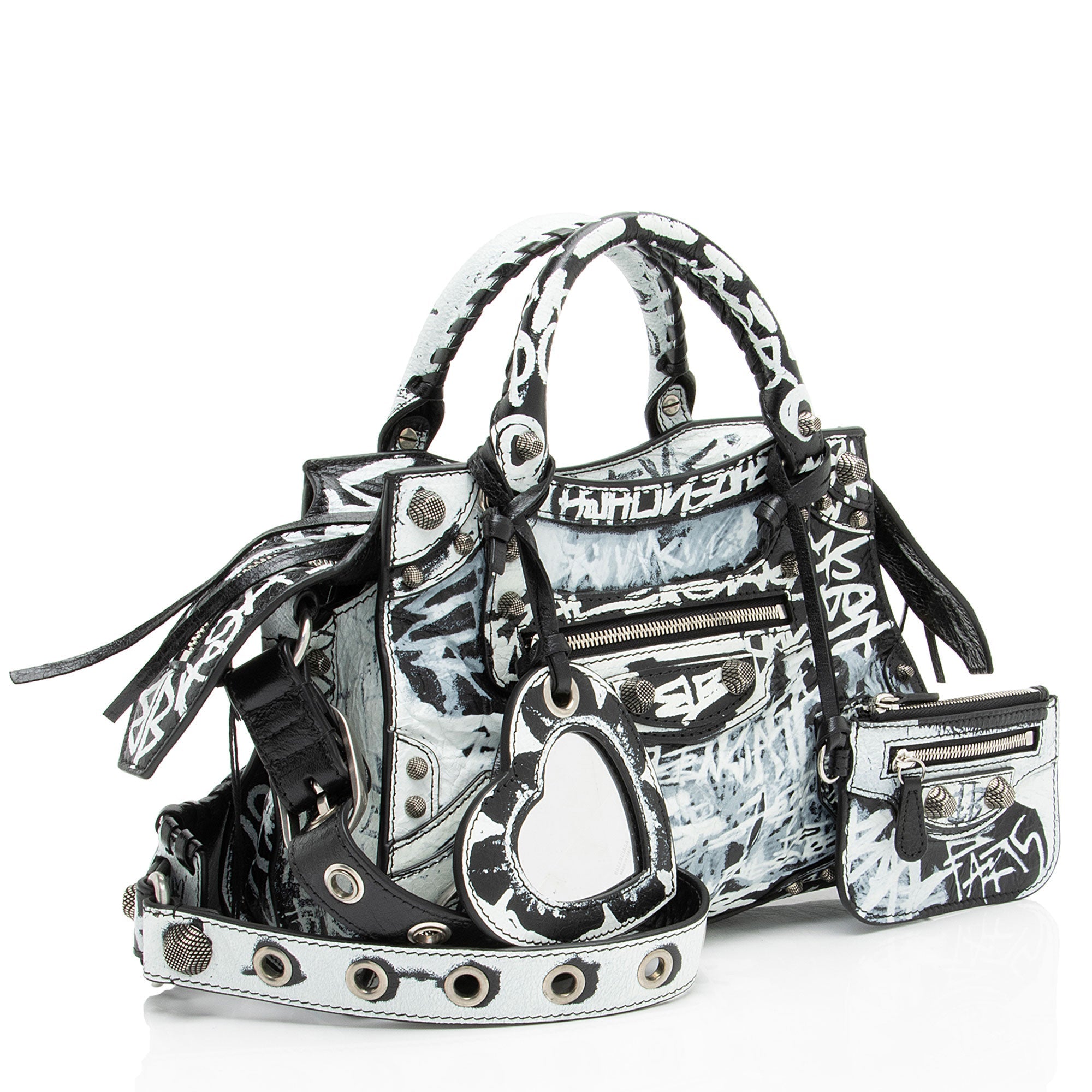 Balenciaga Agneau Graffiti Signature Neo Cagole City XS Satchel