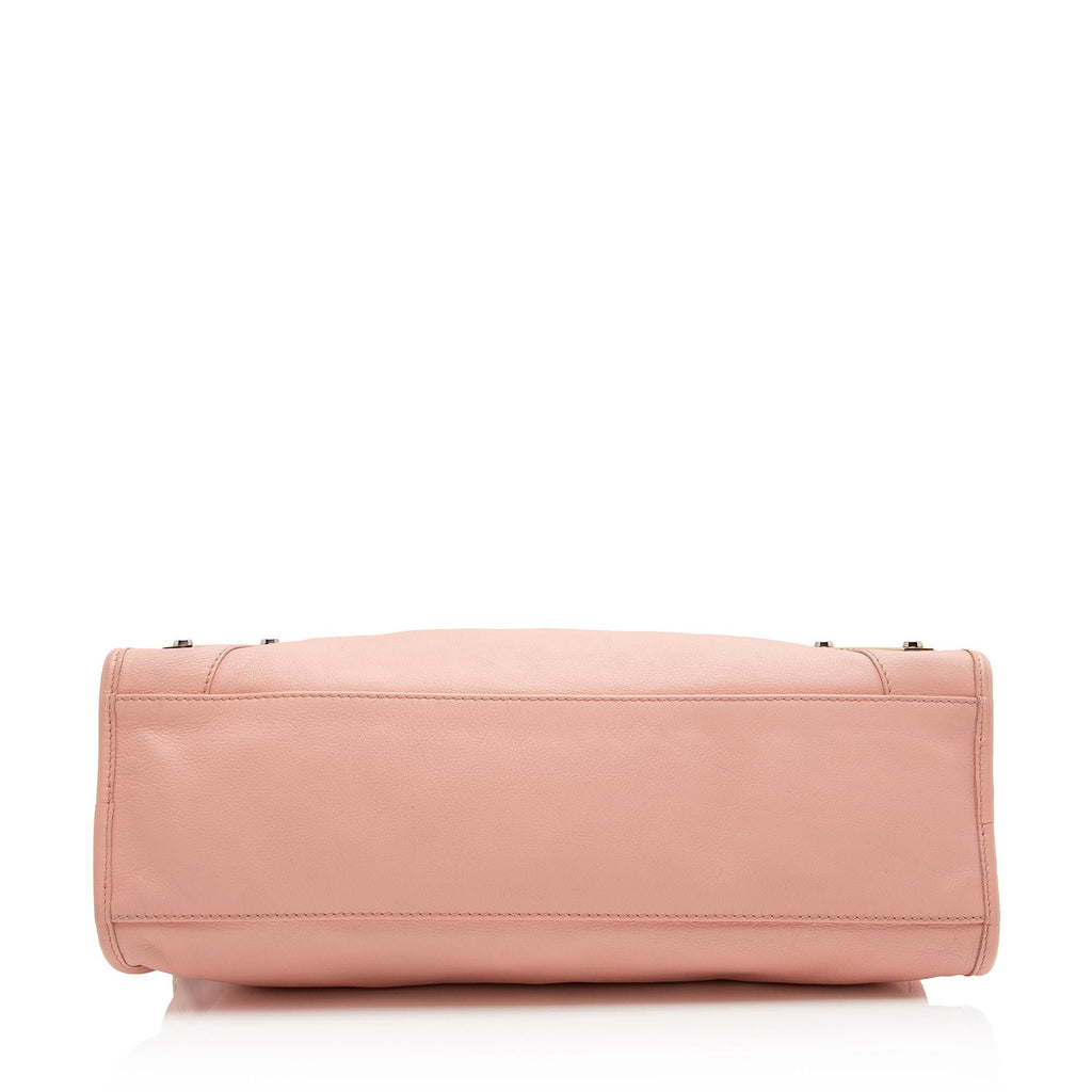 Balenciaga Agneau Metal Plate Classic City Satchel (SHF-B6AuKw)
