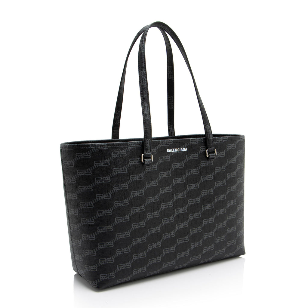 Balenciaga BB Monogram Canvas Signature E/W Medium Shopper Tote