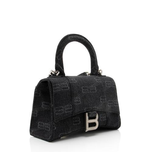 Balenciaga BB Monogram Denim Hourglass XS Top Handle