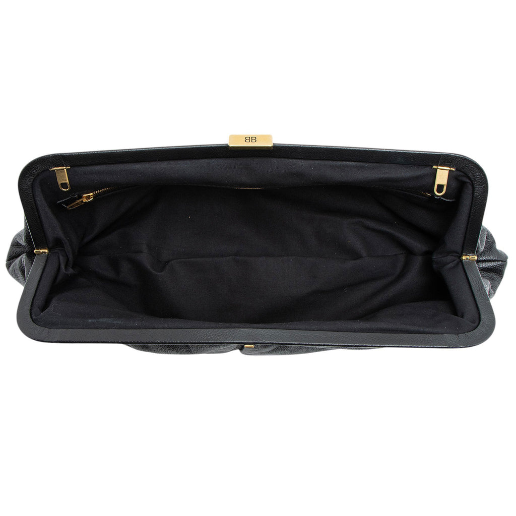 Balenciaga Calfskin Logo Cloud XL Framed Clutch (SHF-DUmqD8)