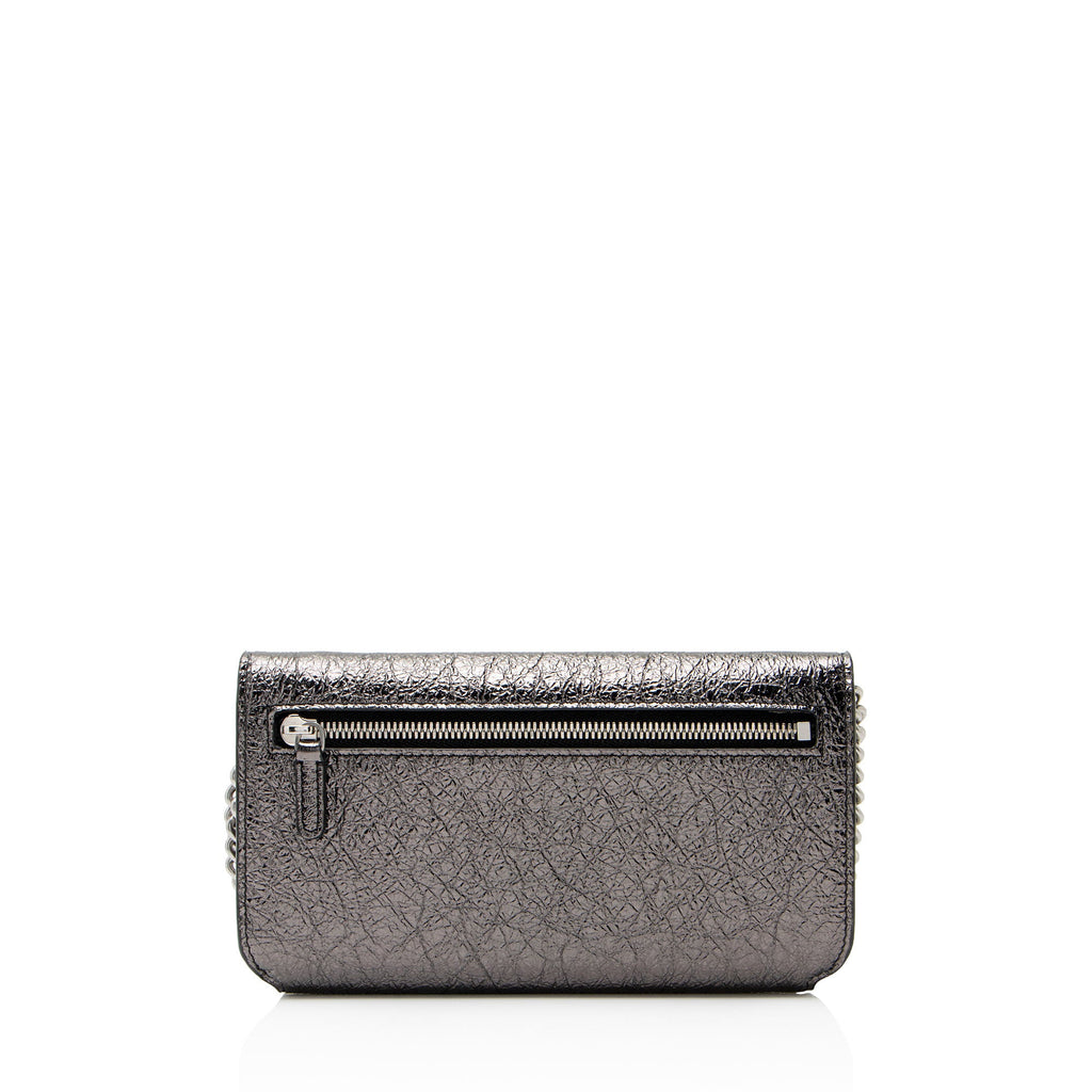 Balenciaga Crinkled Patent Logo Cash Phone Holder on Chain