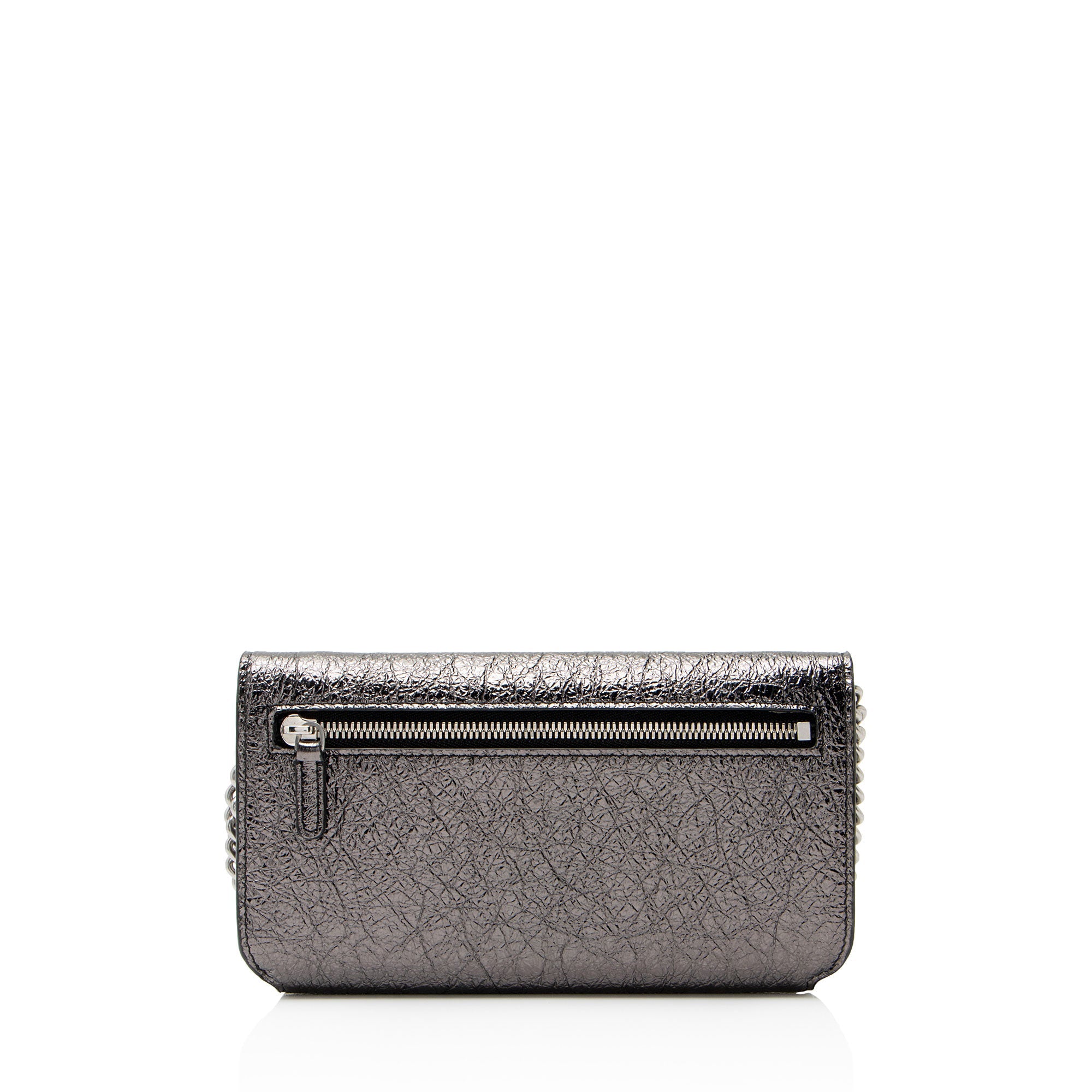 Balenciaga Crinkled Patent Logo Cash Phone Holder on Chain