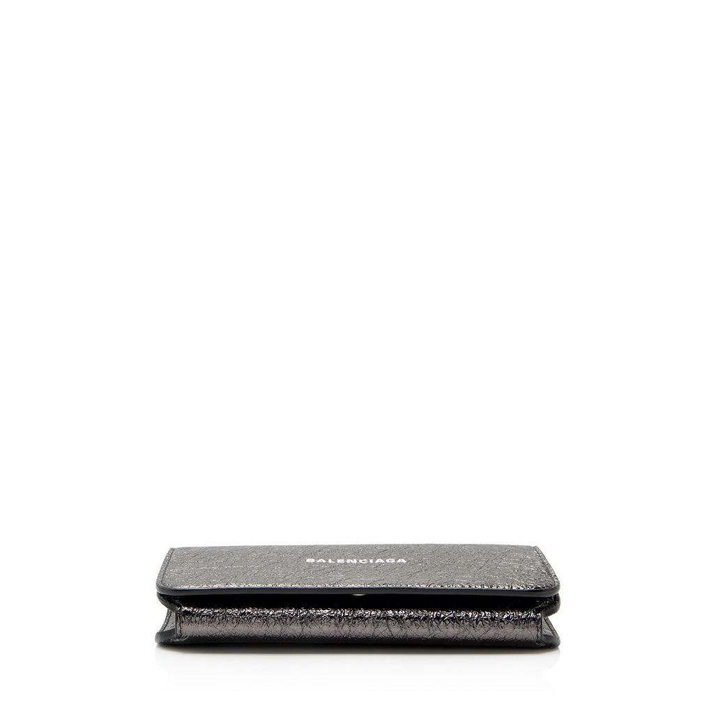 Balenciaga Crinkled Patent Logo Cash Phone Holder on Chain