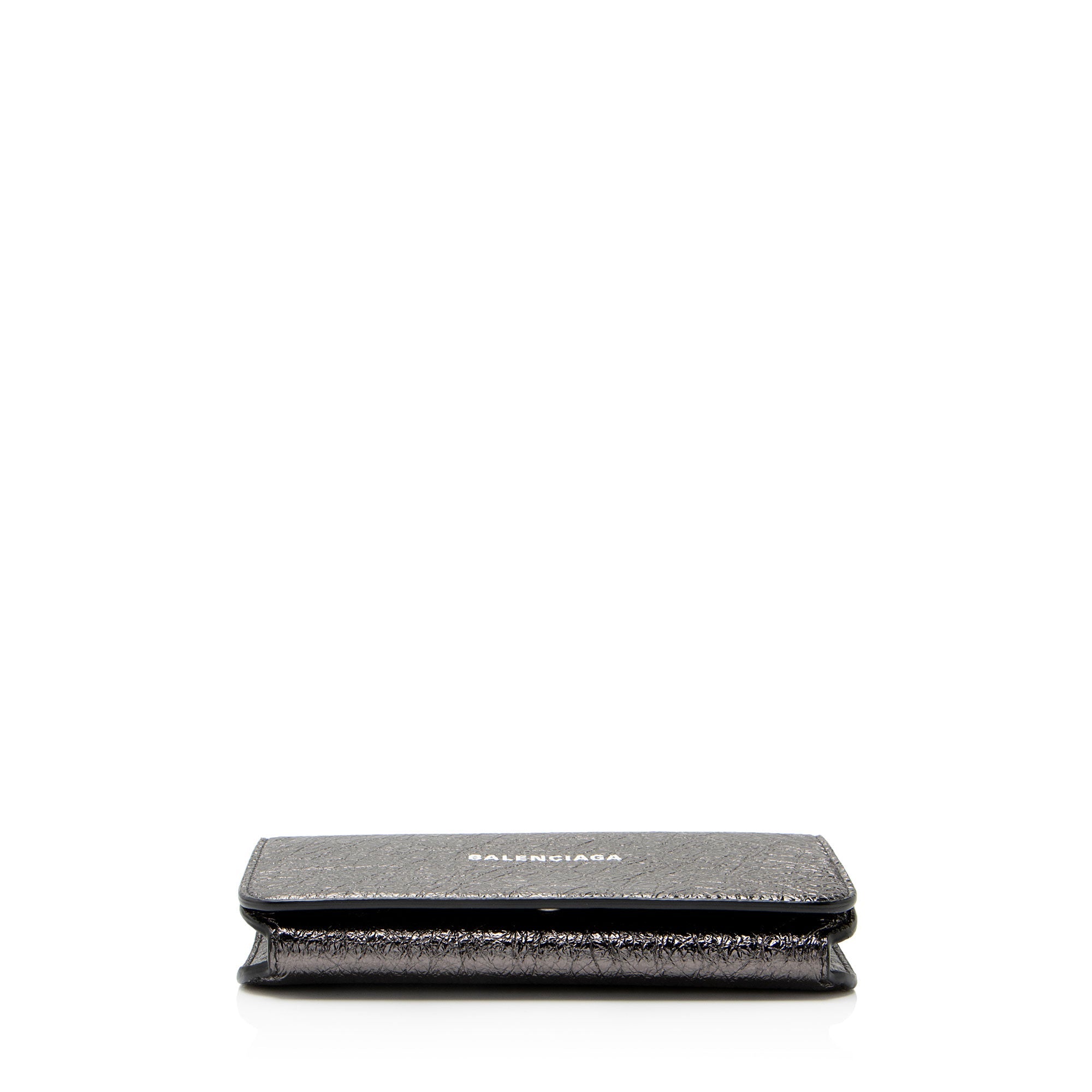 Balenciaga Crinkled Patent Logo Cash Phone Holder on Chain