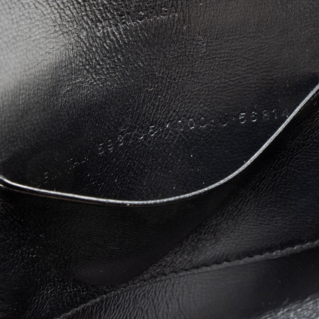 Balenciaga Crinkled Patent Logo Cash Phone Holder on Chain