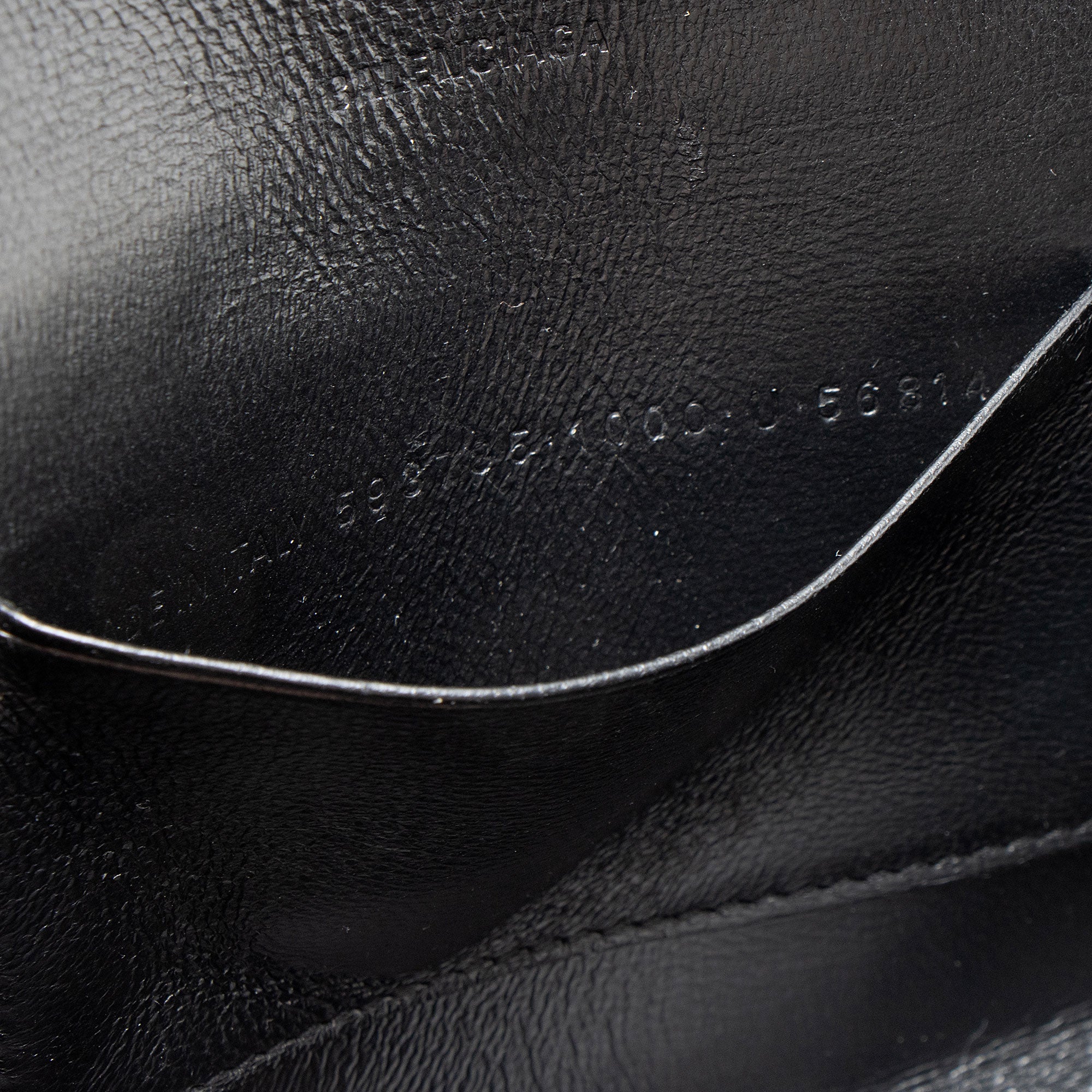 Balenciaga Crinkled Patent Logo Cash Phone Holder on Chain