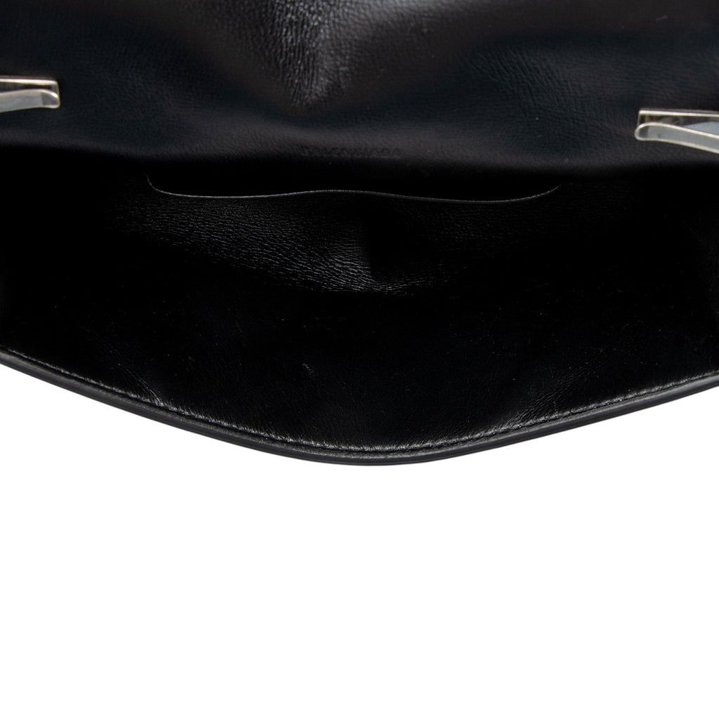 Balenciaga Crinkled Patent Logo Cash Phone Holder on Chain