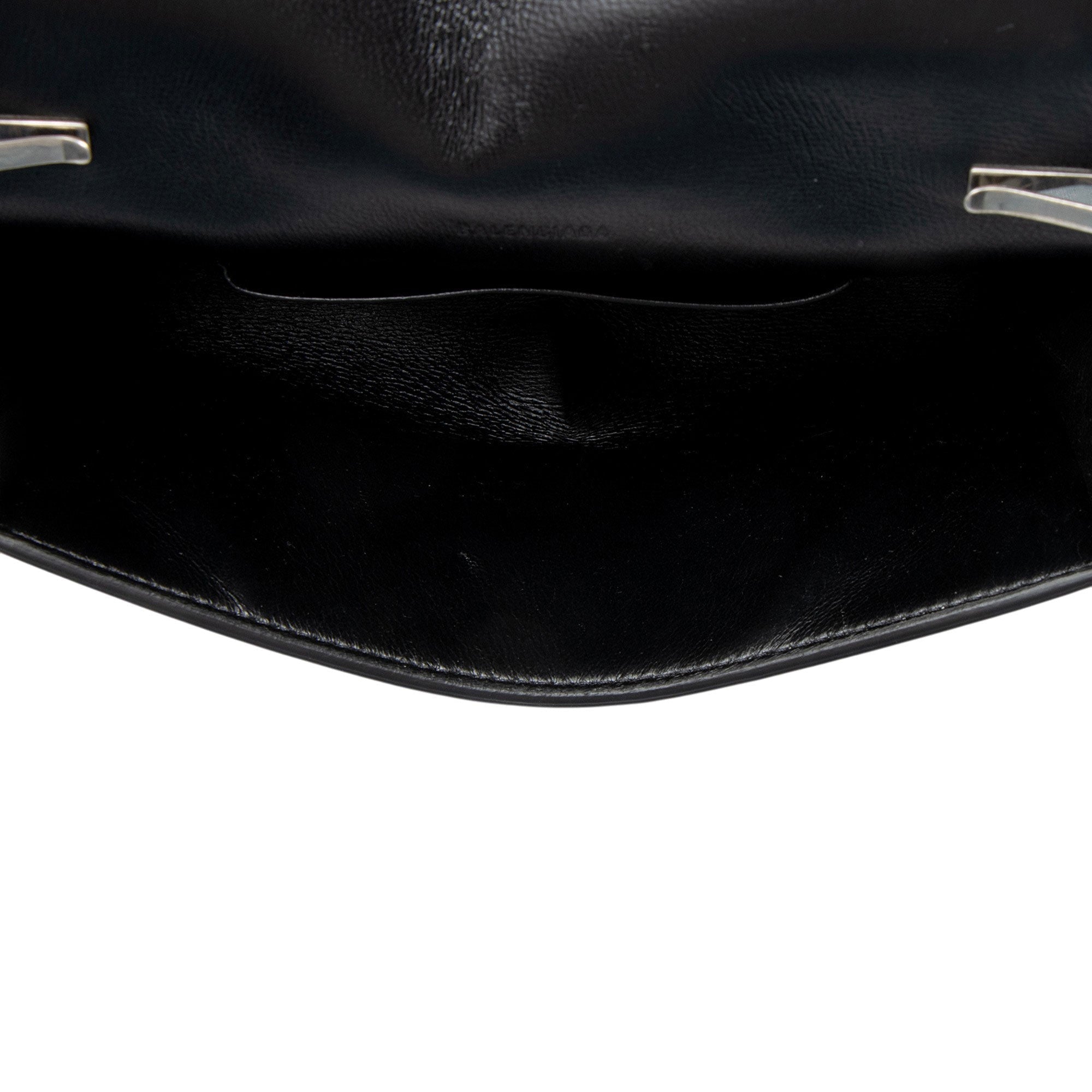 Balenciaga Crinkled Patent Logo Cash Phone Holder on Chain