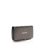 Balenciaga Crinkled Patent Logo Cash Phone Holder on Chain