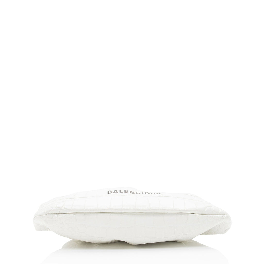 Balenciaga Croc Embossed Calfskin Logo Cloud XS Framed Clutch