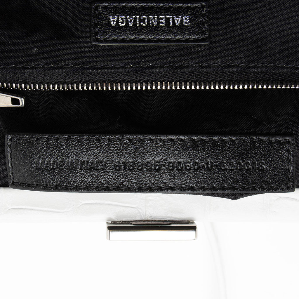 Balenciaga Croc Embossed Calfskin Logo Cloud XS Framed Clutch