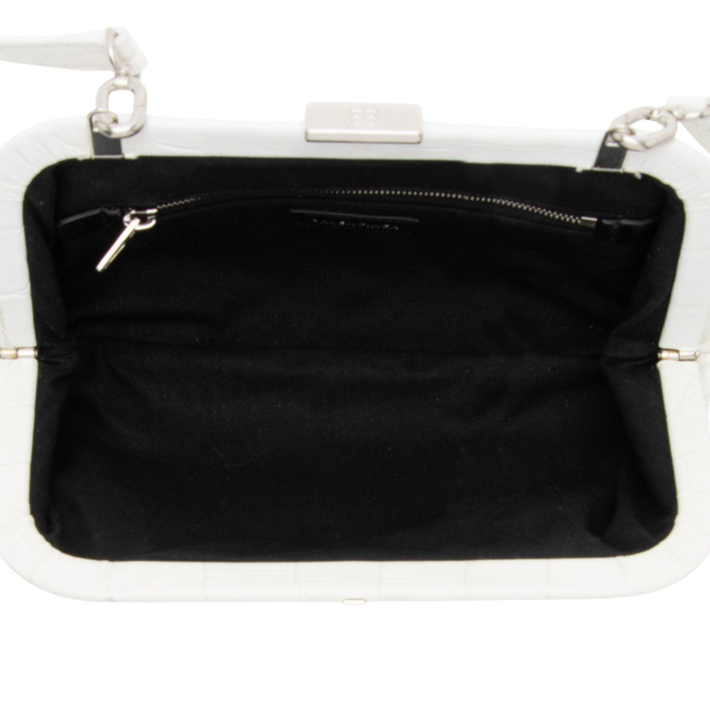 Balenciaga Croc Embossed Calfskin Logo Cloud XS Framed Clutch