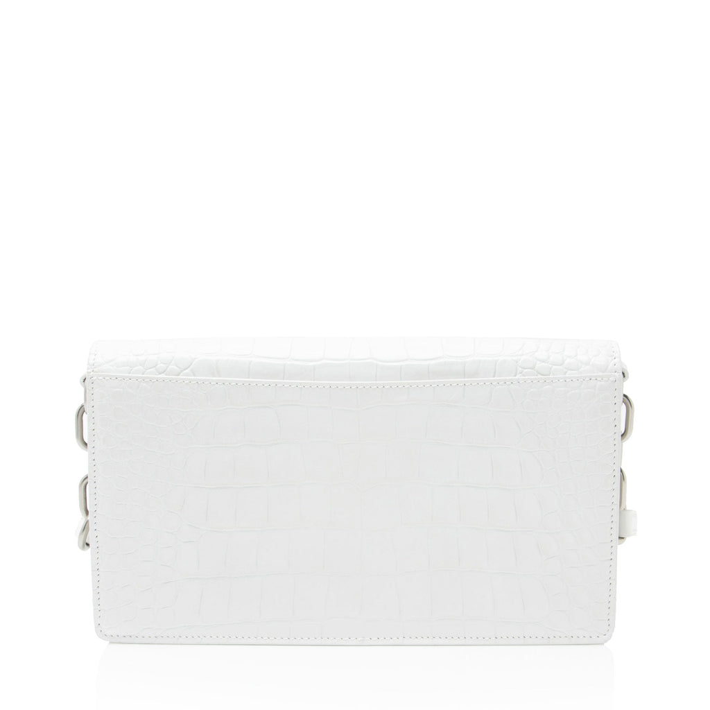 Balenciaga Croc Embossed Calfskin Lock Medium Shoulder Bag