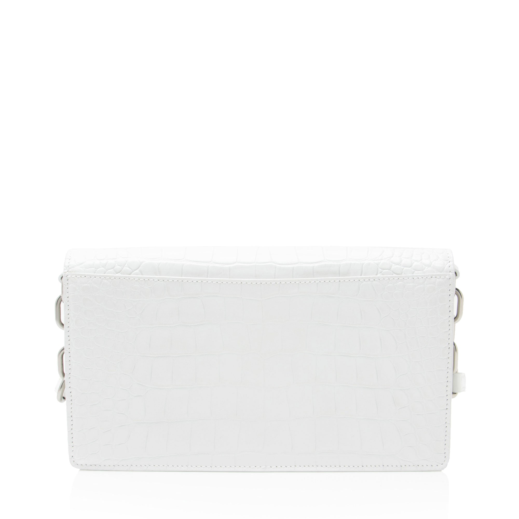 Balenciaga Croc Embossed Calfskin Lock Medium Shoulder Bag
