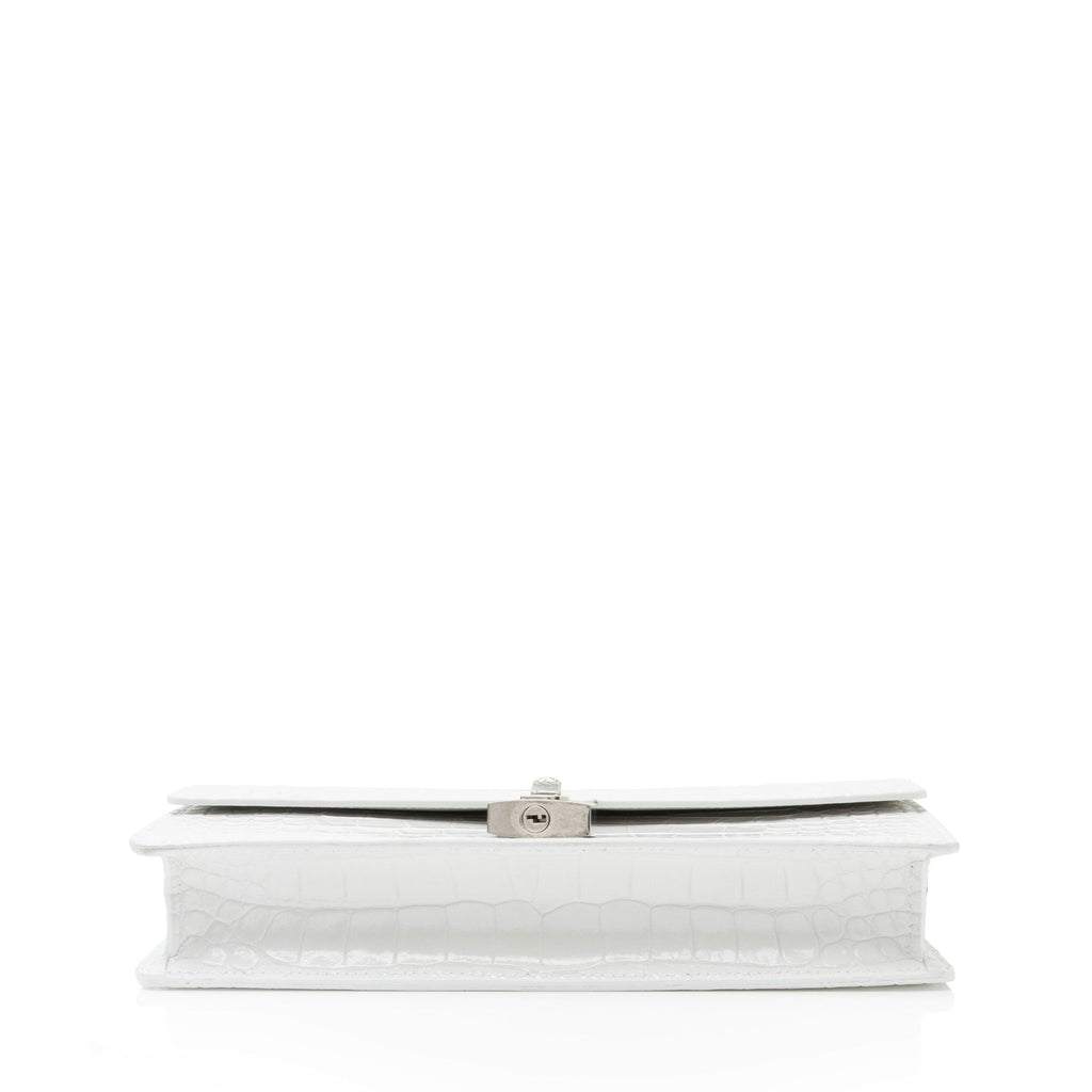 Balenciaga Croc Embossed Calfskin Lock Medium Shoulder Bag