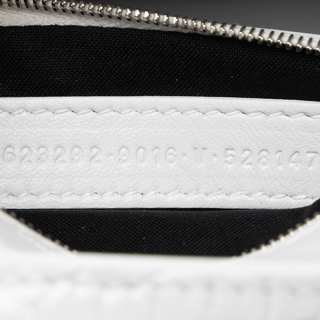Balenciaga Croc Embossed Calfskin Lock Medium Shoulder Bag
