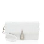 Balenciaga Croc Embossed Calfskin Lock Medium Shoulder Bag