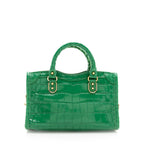 Balenciaga Croc Embossed Calfskin Metallic Edge City Nano Satchel (SHF-19953)