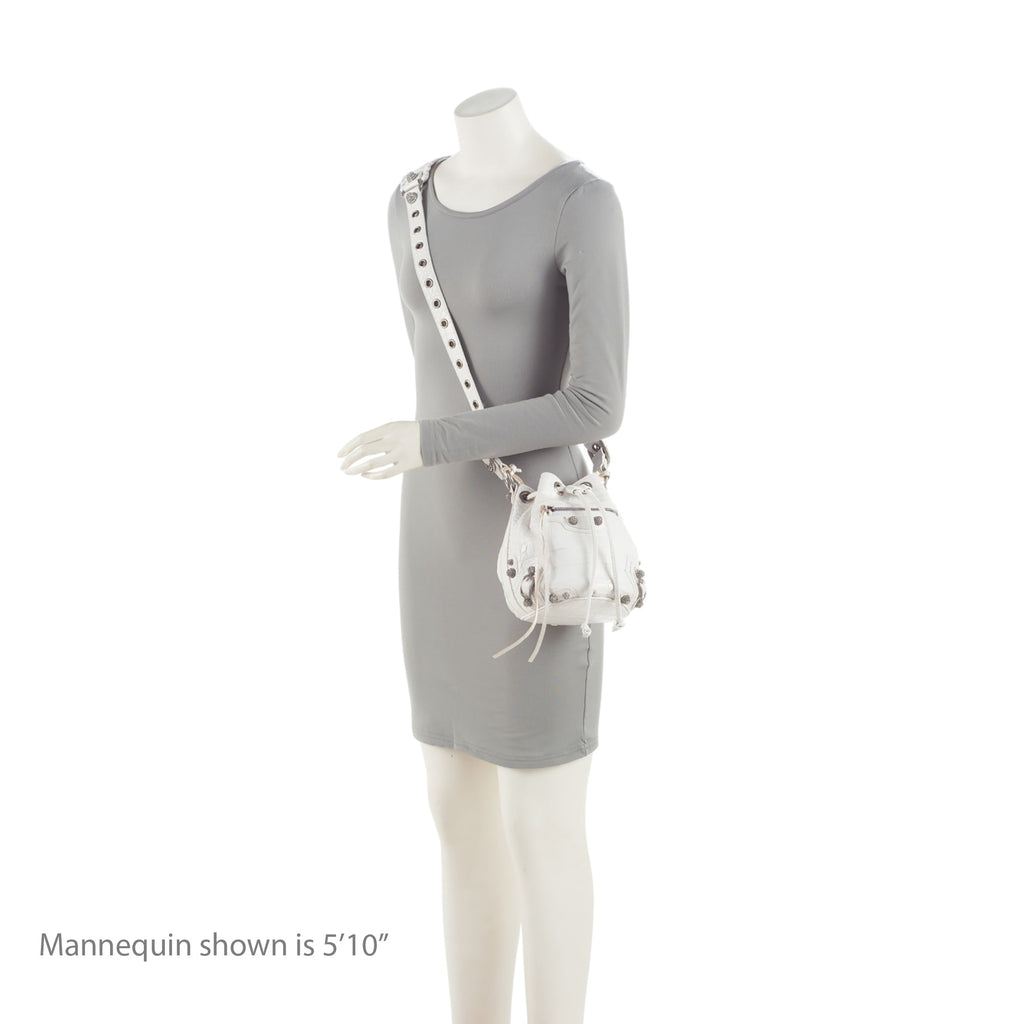 Balenciaga Croc Embossed Crystal Le Cagole XS Bucket Bag (SHF-ACwqpb)