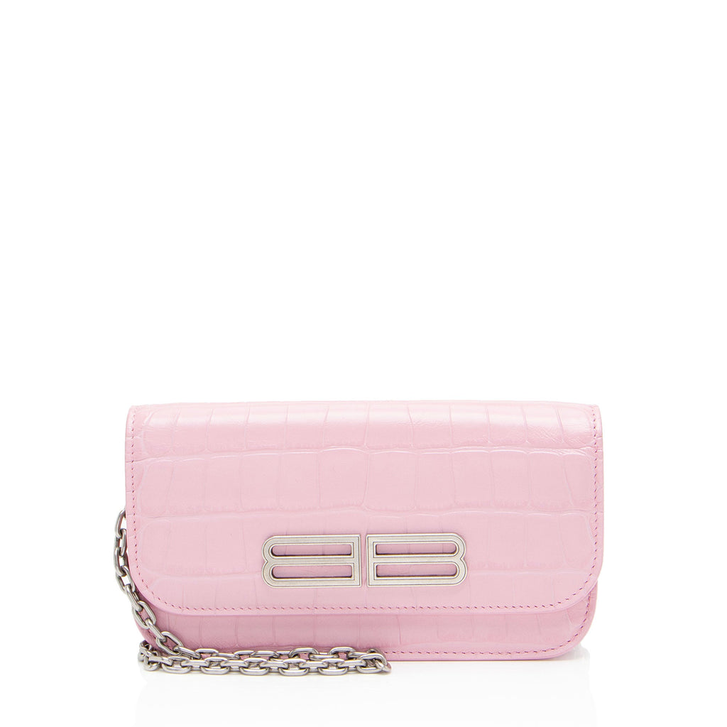 Balenciaga Croc Embossed Gossip Wallet on Chain