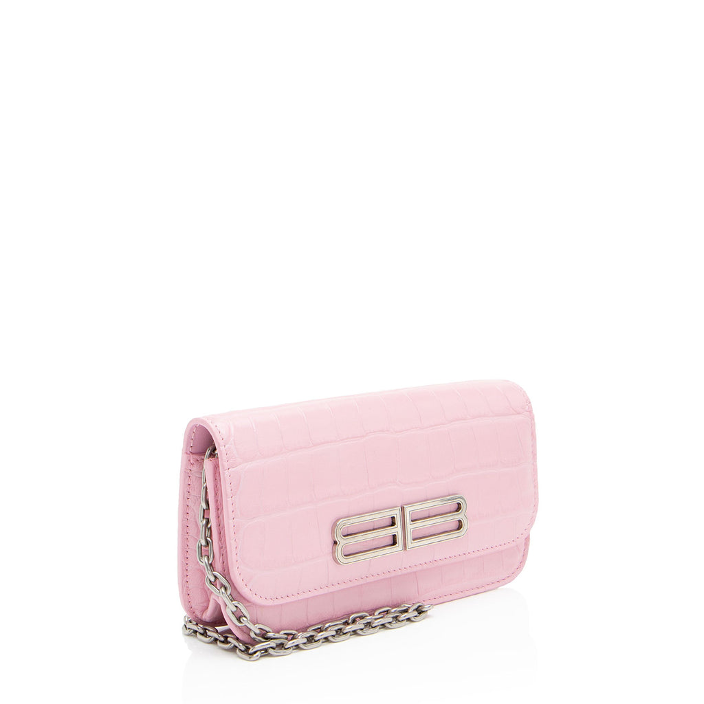 Balenciaga Croc Embossed Gossip Wallet on Chain