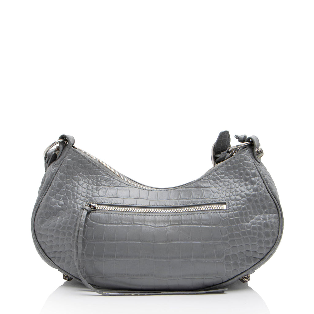Balenciaga Croc Embossed Le Cagole Small Shoulder Bag
