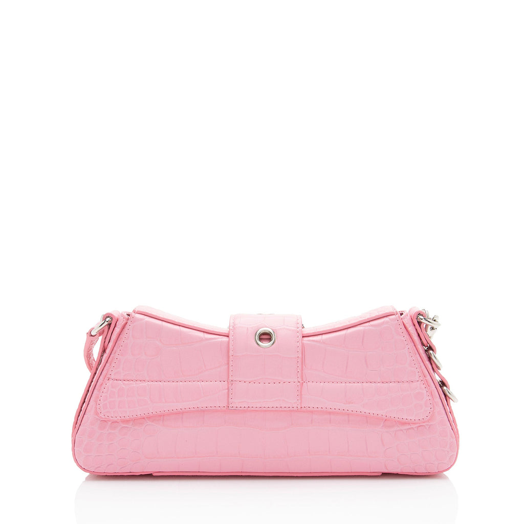 Balenciaga Croc Embossed Leather Lindsay Shoulder Bag