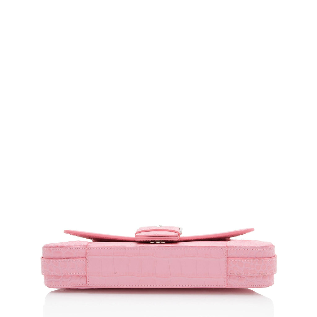 Balenciaga Croc Embossed Leather Lindsay Shoulder Bag