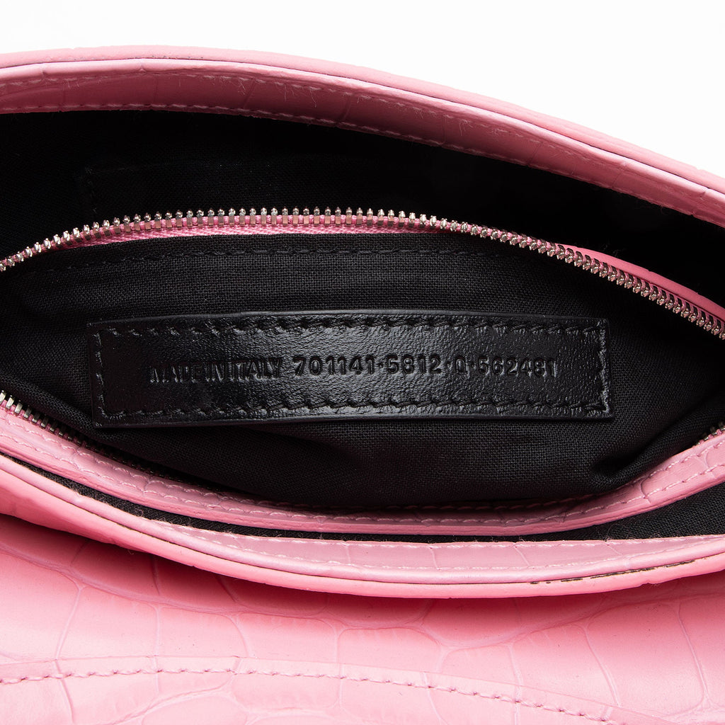 Balenciaga Croc Embossed Leather Lindsay Shoulder Bag