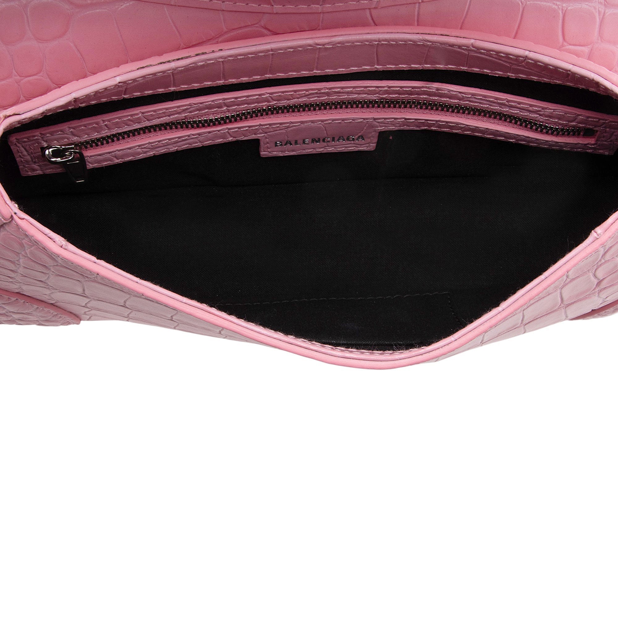 Balenciaga Croc Embossed Leather Lindsay Shoulder Bag
