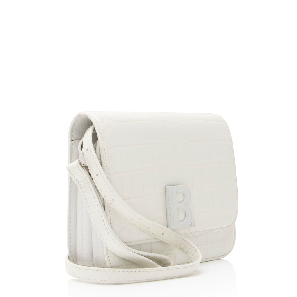 Balenciaga Croc Embossed Leather Small B Bag