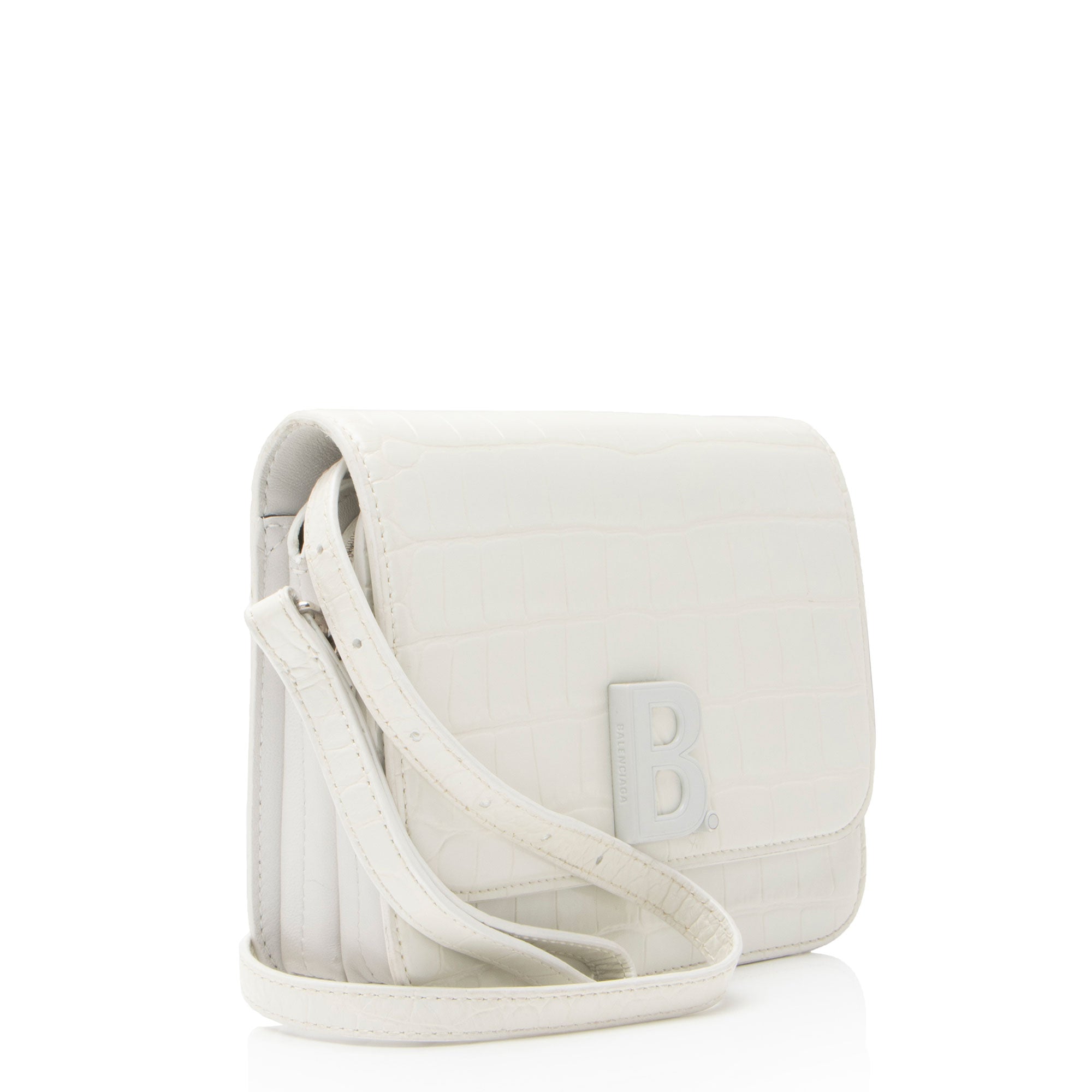 Balenciaga Croc Embossed Leather Small B Bag