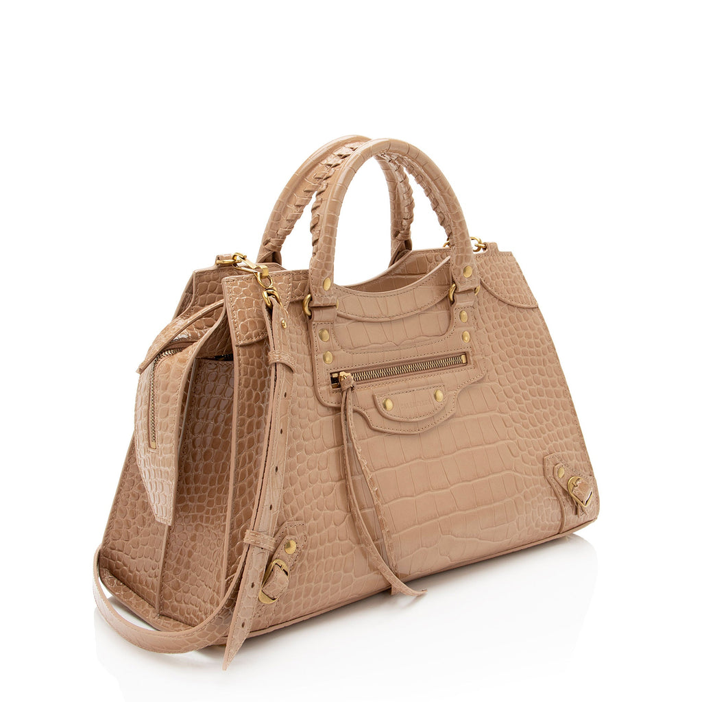 Balenciaga Croc Embossed Neo Classic City Medium Satchel