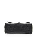 Balenciaga Croc Embossed Soft Hourglass Shoulder Bag