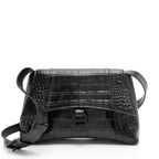 Balenciaga Croc Embossed Soft Hourglass Shoulder Bag
