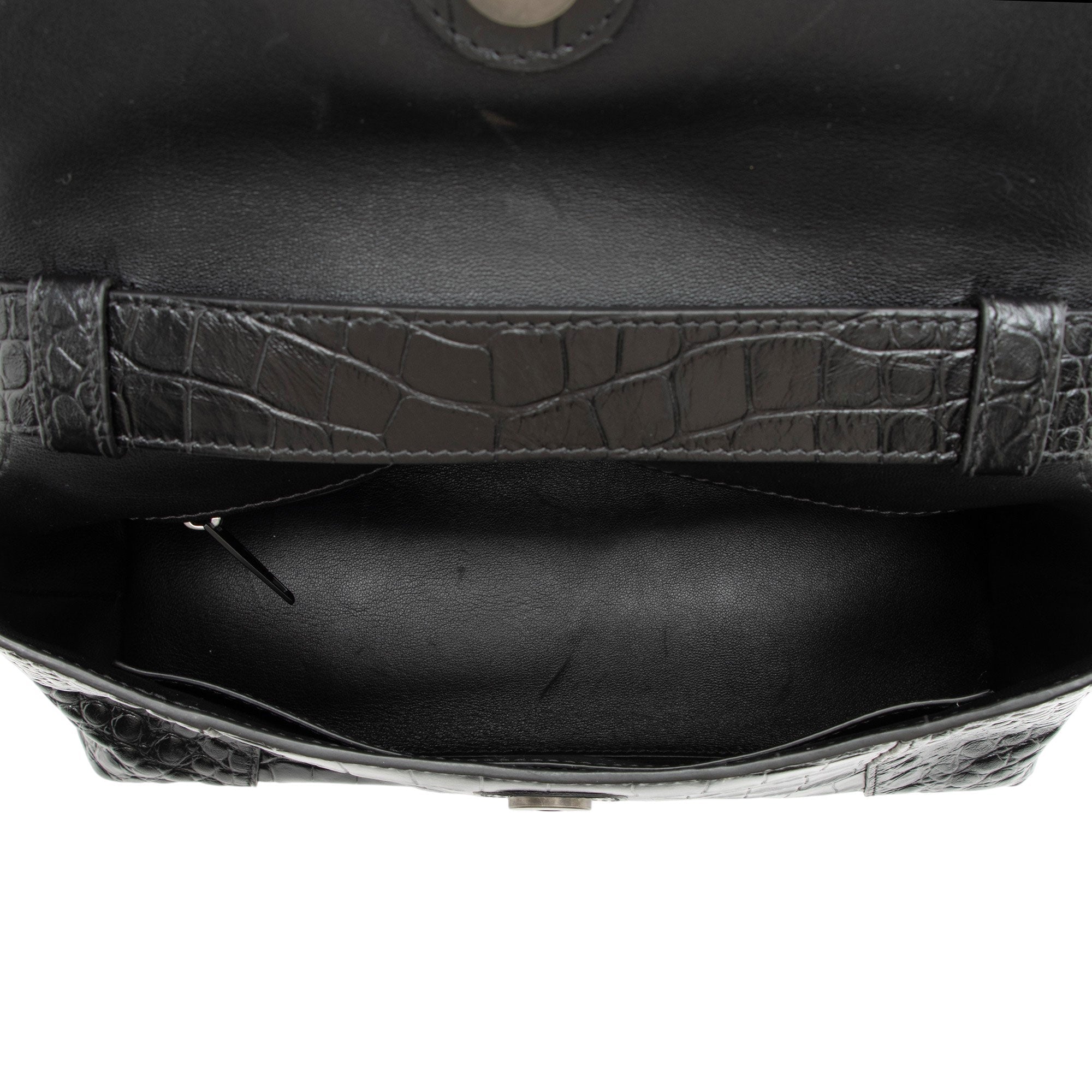 Balenciaga Croc Embossed Soft Hourglass Shoulder Bag