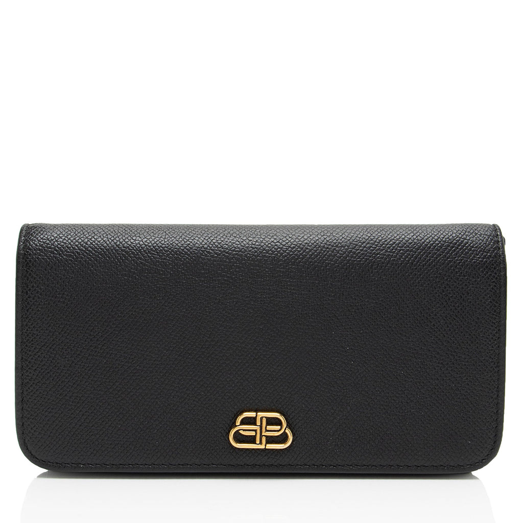 Balenciaga Grained Calfskin BB Thin Cash Wallet