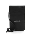 Balenciaga Grained Calfskin Logo Cash Phone Card Holder Flap Bag (SHF-23466)