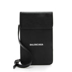 Balenciaga Grained Calfskin Logo Cash Phone Card Holder Flap Bag (SHF-23466)