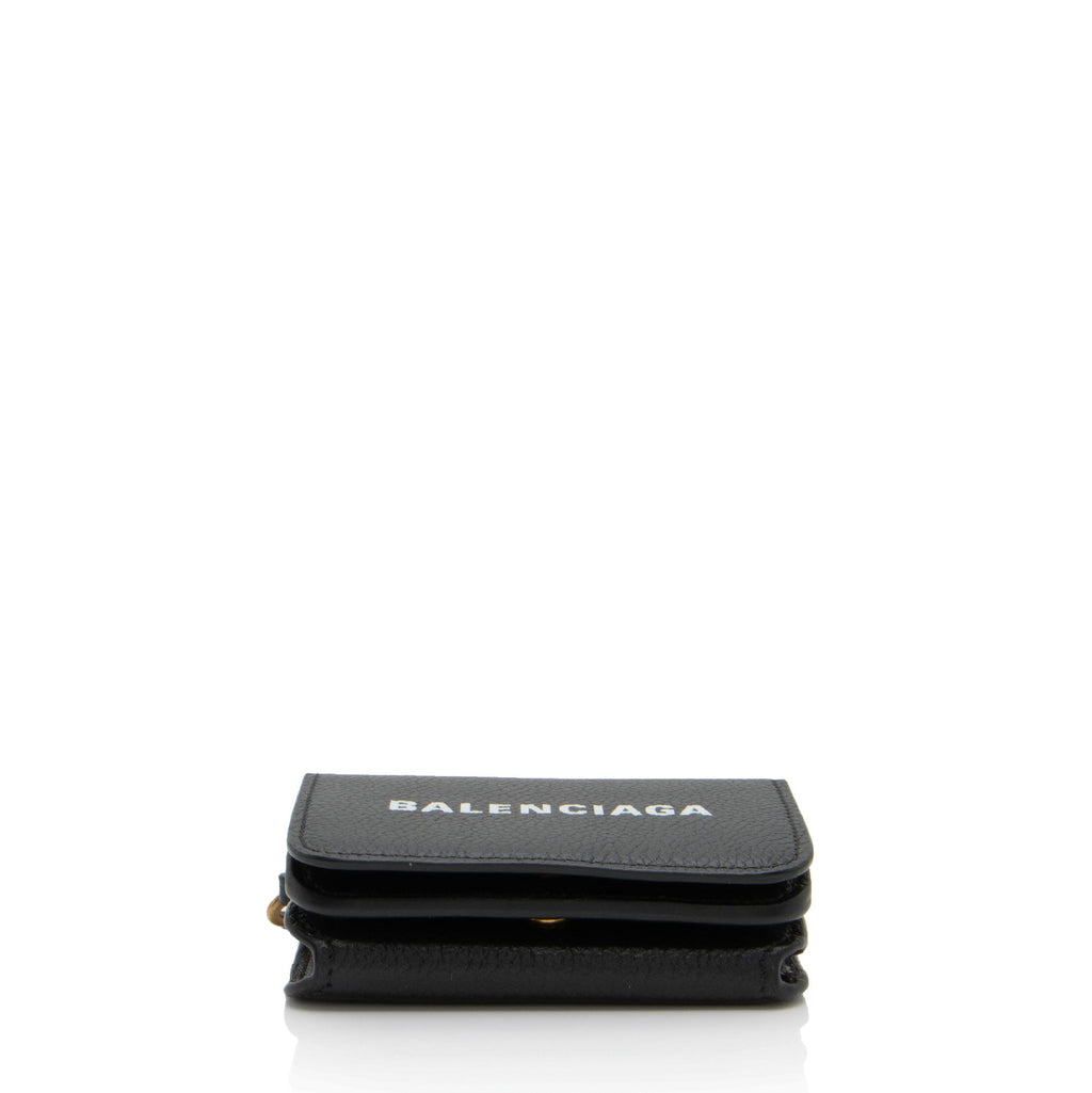 Balenciaga Grained Calfskin Logo Cash Mini Wallet on Chain (SHF-uR1F9W)