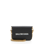 Balenciaga Grained Calfskin Logo Cash Mini Wallet on Chain (SHF-uR1F9W)