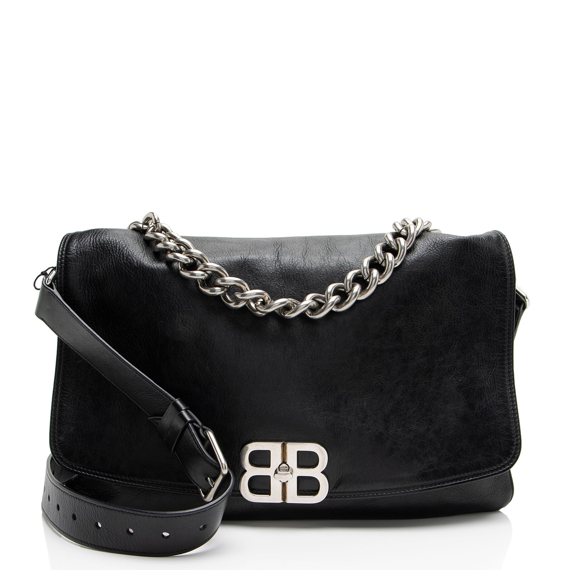 Balenciaga Leather BB Soft Medium Shoulder Bag